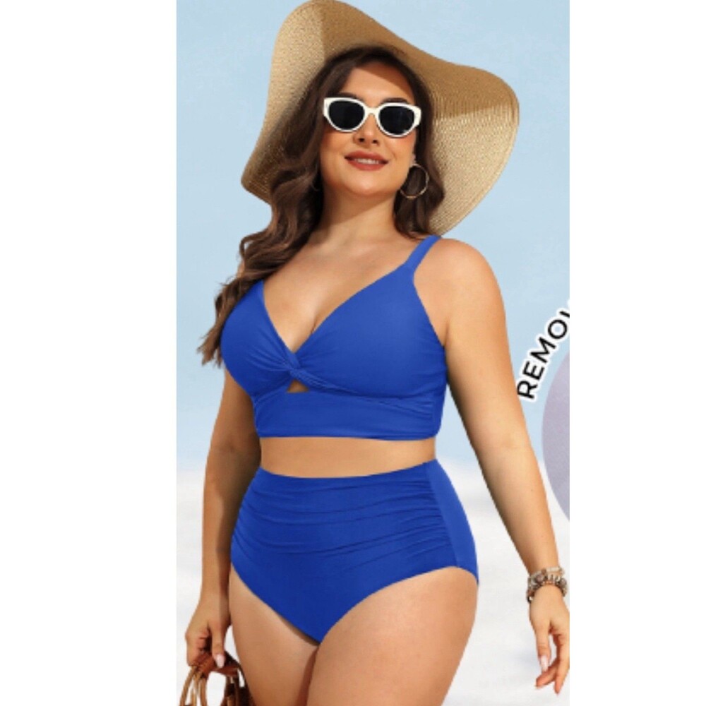 Daci Plus Size Two Piece Swimsuit High Waisted Tummy Control Bikini Push Up 16W